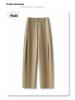 Women's Khaki Wide-Leg High-Waist Slimming Pants - Spring 2025
