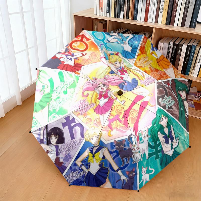Japanese style Cute cartoon theme Sailor Moon Tsukino Usagi cartoon Umbrella Portable Home Essential Travel Outdoor Iron Multi functional Umbrella B11