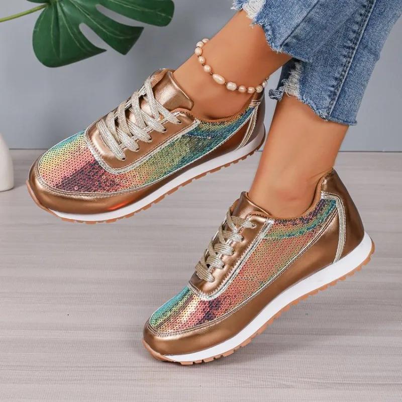 

Fashion Large Sport Women s 2024 New Thick Bottom Flat Heel Round Head Strap Casual Women s Single Shoes, Size 43 36 золотой