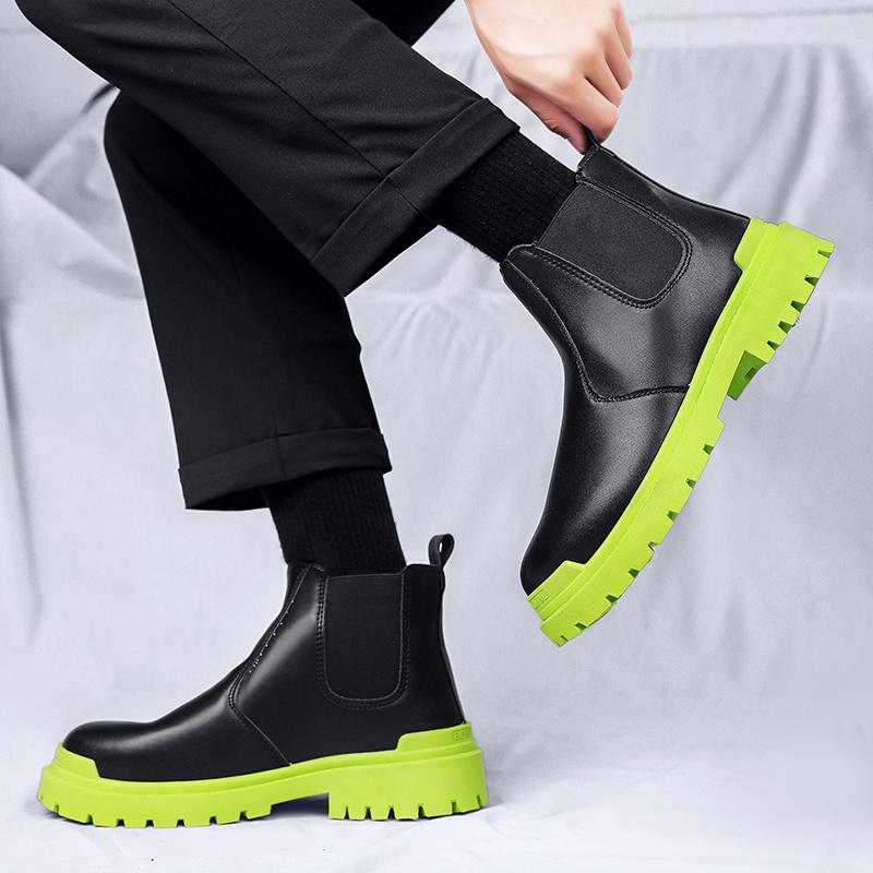 Fashion Cheap Autumn Winter Chelsea Boots Men Tooling Shoes Slip On High Top Leather Boots Man Comfortable Casual Men's Ankle Boots 2024
