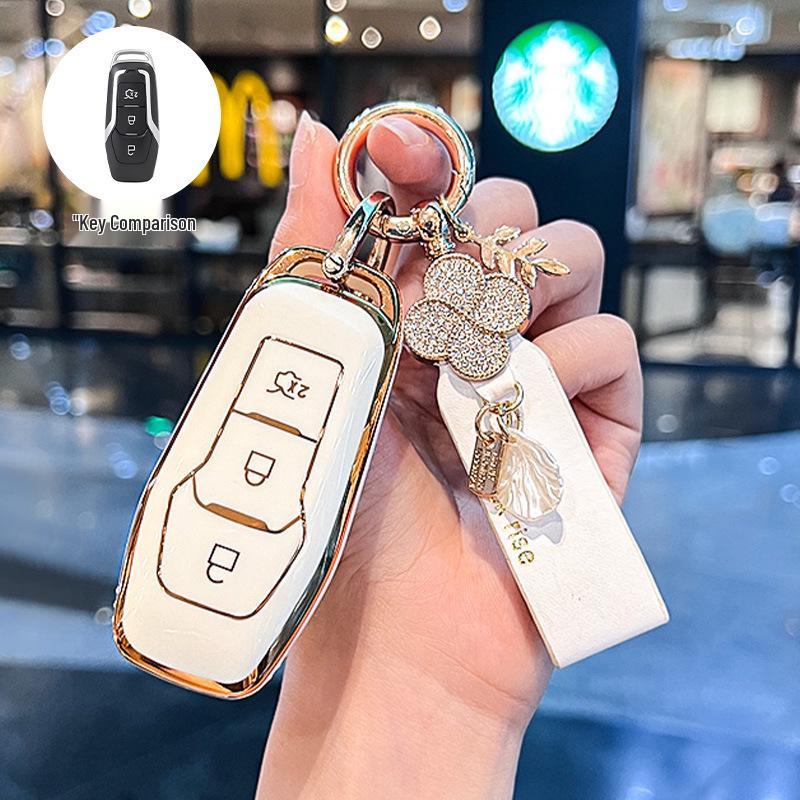 Key Cover for Ford Edge 15-17, Mondeo, Kuga, Focus - Stylish Car Key Shell for Women