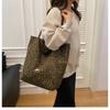 Bolso de Lona de Estampado de Leopardo Doble Cara, Bolso de Hombro, Bolso de Mano de Gran Capacidad, Bolso Tote de Gran Capacidad