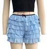 Women Summer Shorts Multi-layered Scattered Hem Ruffle Lace Trim Beach Shorts Lolita Style
