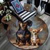 Dogs Round Area Rug,Carpet Rug for Living Room Bedroom Sofa Playroom Decor,Non-slip Floor Mat