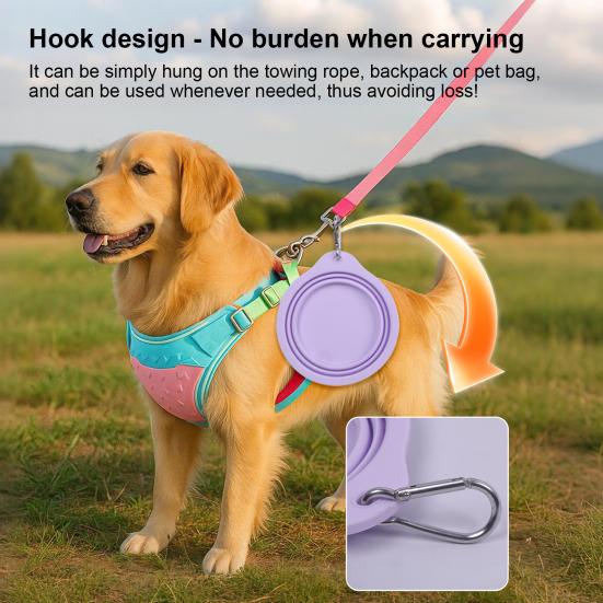 Faltbare Haustiernapf Silikon Zusammenklappbarer Hundenapf Futter-Wassernapf Tragbarer Haustiernapf mit Karabiner für Hunde und Katzen Outdoor-Spaziergänge Camping