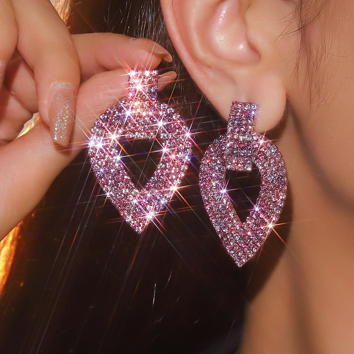 

Серьги-кисточки с длинными кисточками из серии Rose Pink Diamond Color, роскошные серьги для женщин, блестящие серьги со стразами Street Shot Bride