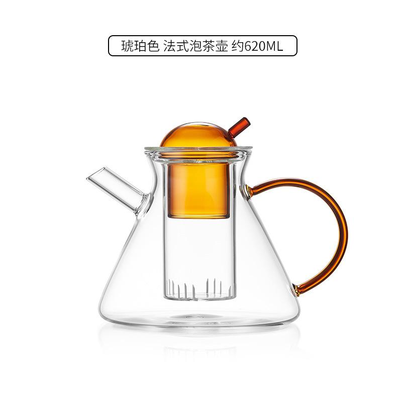 

French Teapot Conical Glass Tea Coffee Pot Afternoon Tea Water Separators High Temperature Resistant Tea Set 301-400ml
