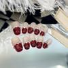 New Artificial Nail Years Red French Short Style Gorgeous Manicure Wearable