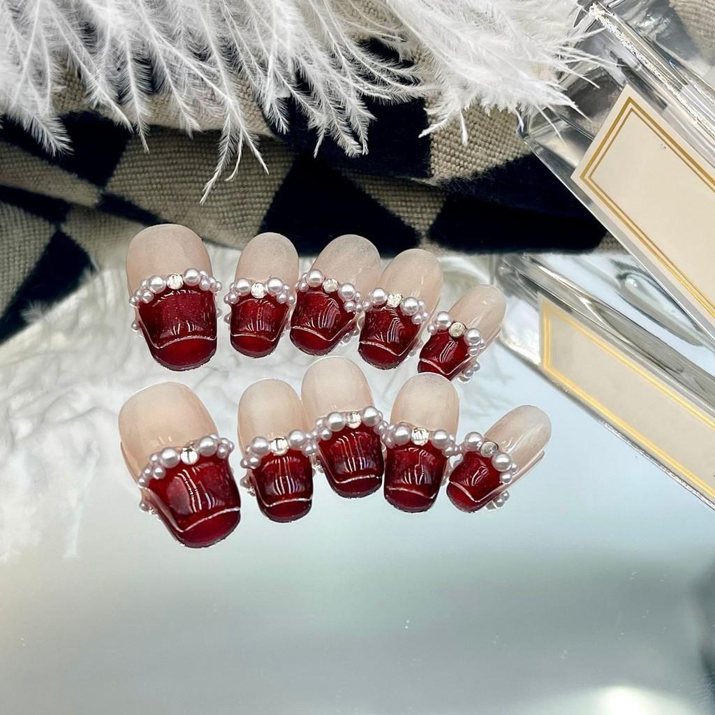 Fashionable Red Nail Art Stickers Xs S M L Sizes Handcrafted Beauty Chinese Brand Elevate Your Style