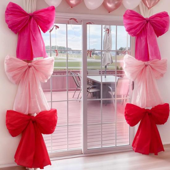 Alla hjärtans dag Jättestor Väggrosett Stor Väggdekoration Röda Rosa Rosetter Dekoration för Hem Sovrum Kök Födelsedagskalas Tillbehör Fotobås Rekvisita