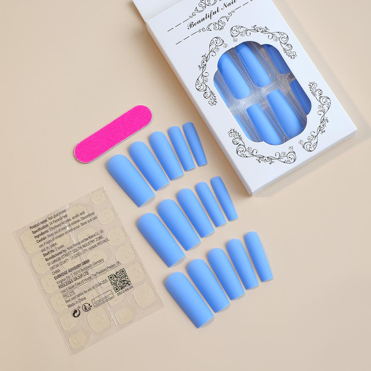 

Removable Long Blue Nail Art Stickers - Wearable Nail Pieces