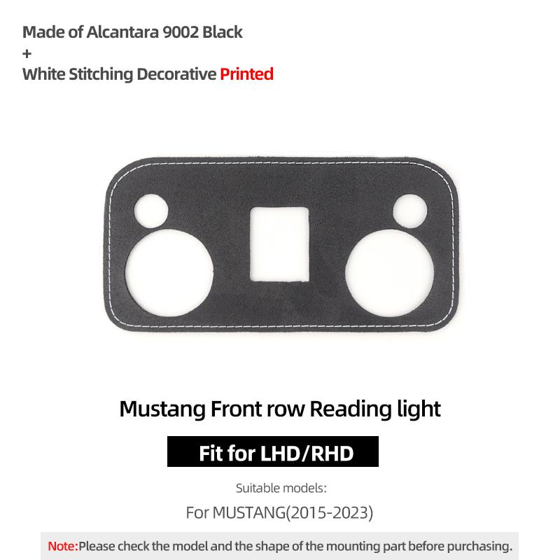 For Ford Mustang GT 2015-2025 Made of Alcantara Roof Front Reading Light Panel Trim Sticker Car Interior Tuning Accessories