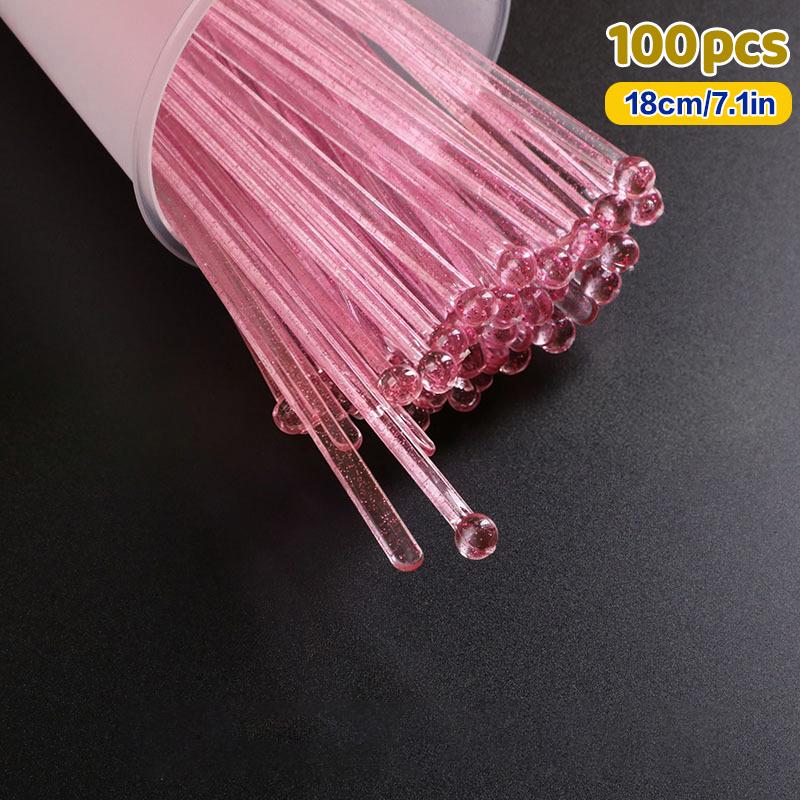 100Pcs Round Head Cocktail Muddler, Transparent Plastic Drink Stirrer for Bar Party, Reusable Swizzle Sticks