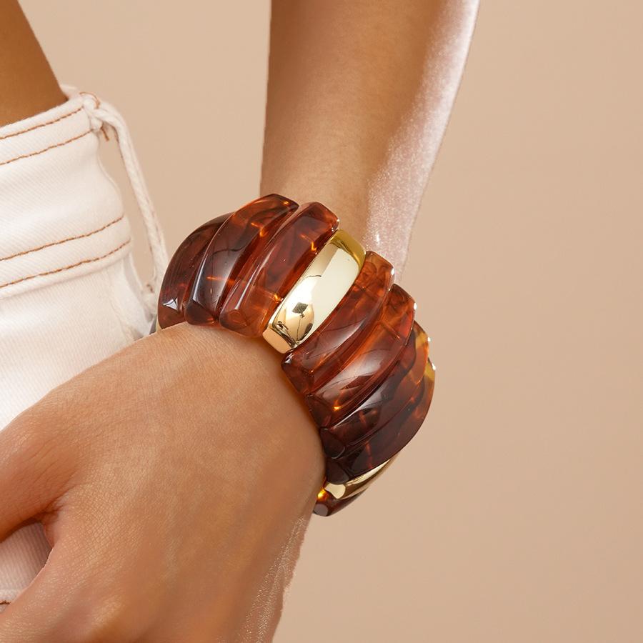 Vintage Resin Smudging Bangle Geometric Wide Chunky Acrylic Bracelets for Women Men Personality Acrylic Bracelet Hand Jewelry