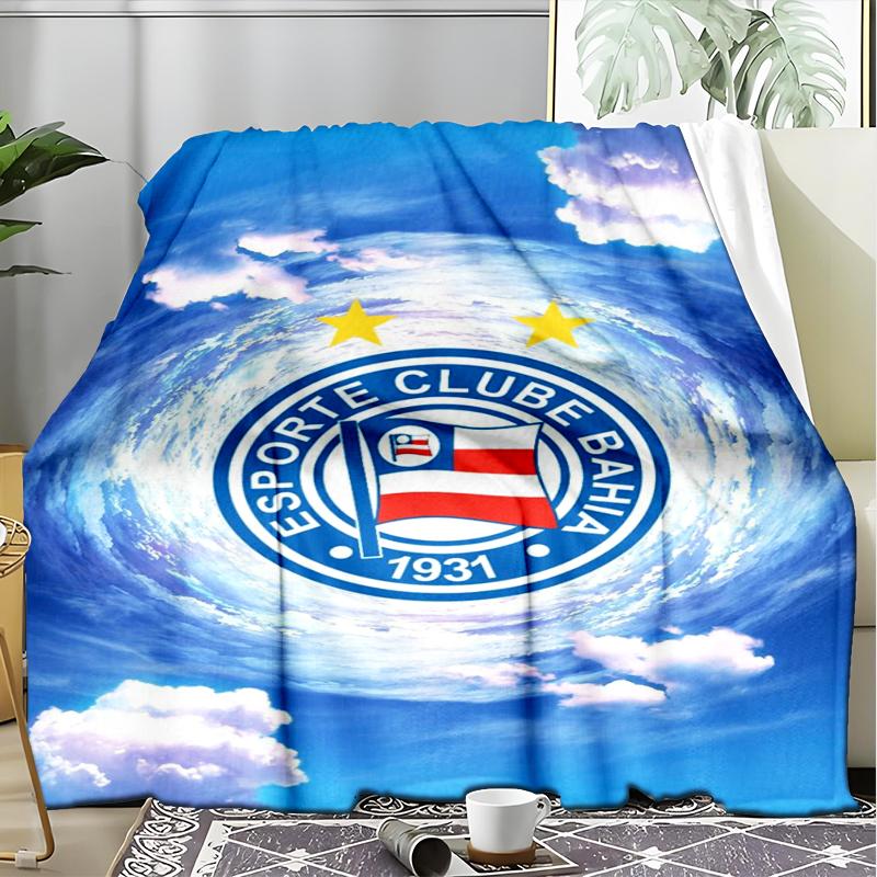 1 Stück Esporte Clube Bahia Sportverein Emblem Aufgedruckte Weiche Flanelldecke Überwurf für Schlafzimmer Wohnzimmer Sofa Camping Fan Geschenke Weihnachtsgeschenke