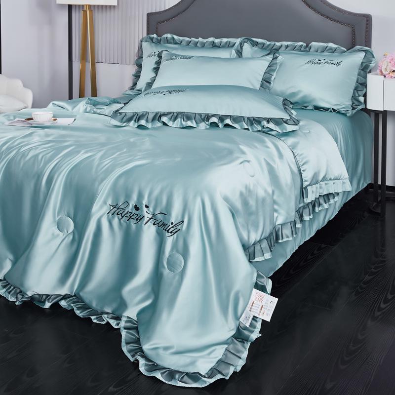 Four-Piece Washable Silk and Tencel Cooling Summer Quilt Set