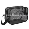 Men's Black Leak-Proof Mesh Toiletry Bag for Bathing, Fitness, and Travel