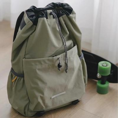 Retro Nylon Unisex Drawstring Backpack for College, Sports & Mountaineering