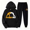 2026 Men's Trendy Mantou Print Hoodie Set - Autumn/Winter Velvet Sports Casual Style