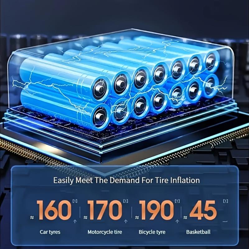 Portable Tire Inflator Digital Display Multifunctional 3 Nozzle Adapter