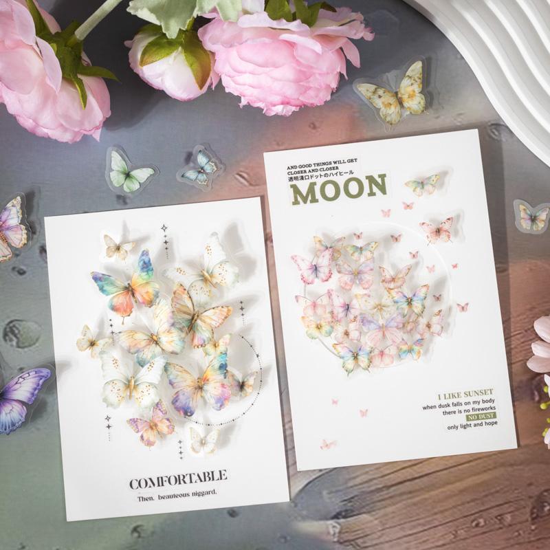 50pcs Butterfly Stickers pack Junk Journal Planner Collage Aesthetics Decoration Scrapbooking Supplies School Stationery Sticker