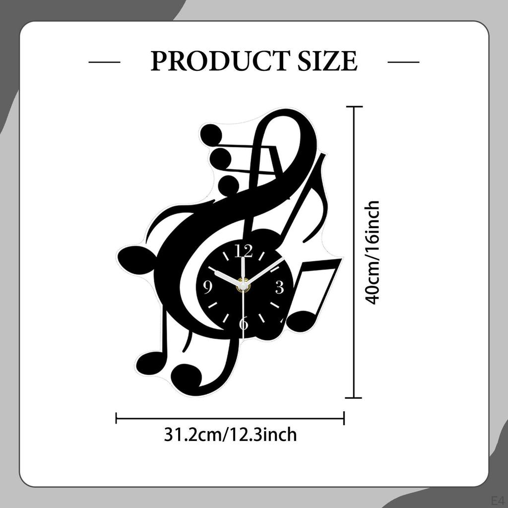 Wall Clock, Non-Acrylic, Functional, Practical, Hanging, Artwork for Music, Classroom, Dining