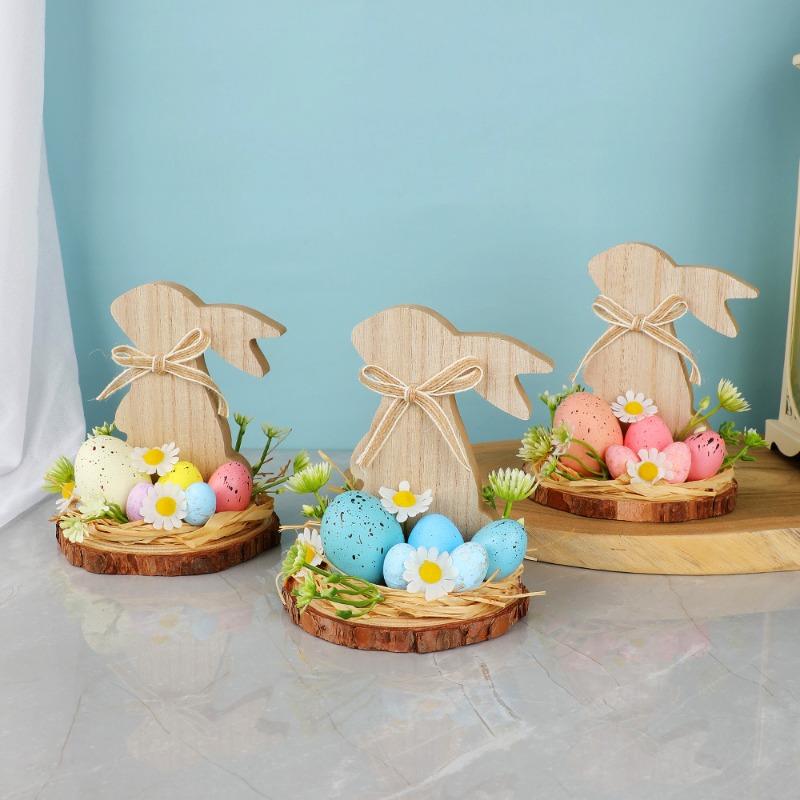 Easter Bunny Tabletop Decoration Festive Spring Ornament for Home Office Party and Outdoor Display Holiday Gift Idea for Kids