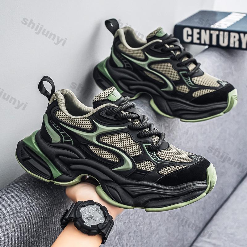 Fashion Mesh Breathable Low Top Thick Soled Niche Design Shoes for Men 2025 Autumn Fashion Trend Versatile Comfortable Platform sneakers