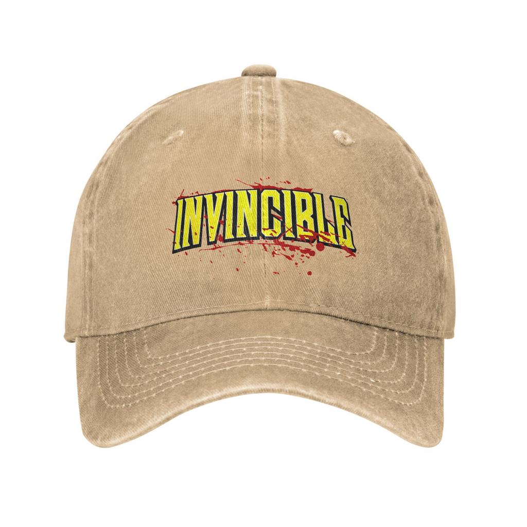Cappellini da Baseball Invincible Bloody Logo Uomo Donna Cappelli Lavati in Denim Usurato Cartoni Animati Anime Cappellino Vintage da Esterno per Corsa Snapback