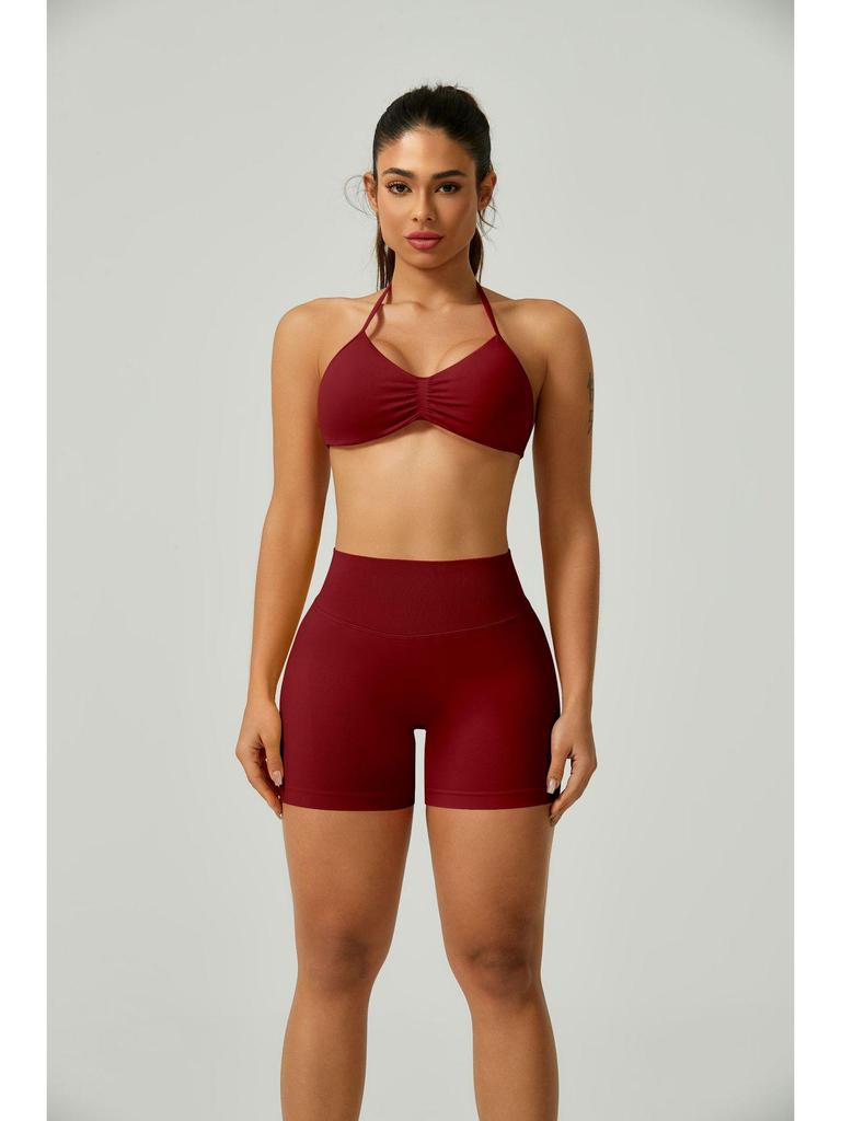 European Halter Neck Seamless Yoga Bra: Sexy, High Elasticity, Matte Finish, Beautiful Back Design