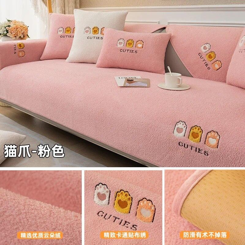 

Зимняя плюшевая подушка для дивана с рисунком ягненка с утолщенным теплом и вышитым чехлом для дивана 70x70cm