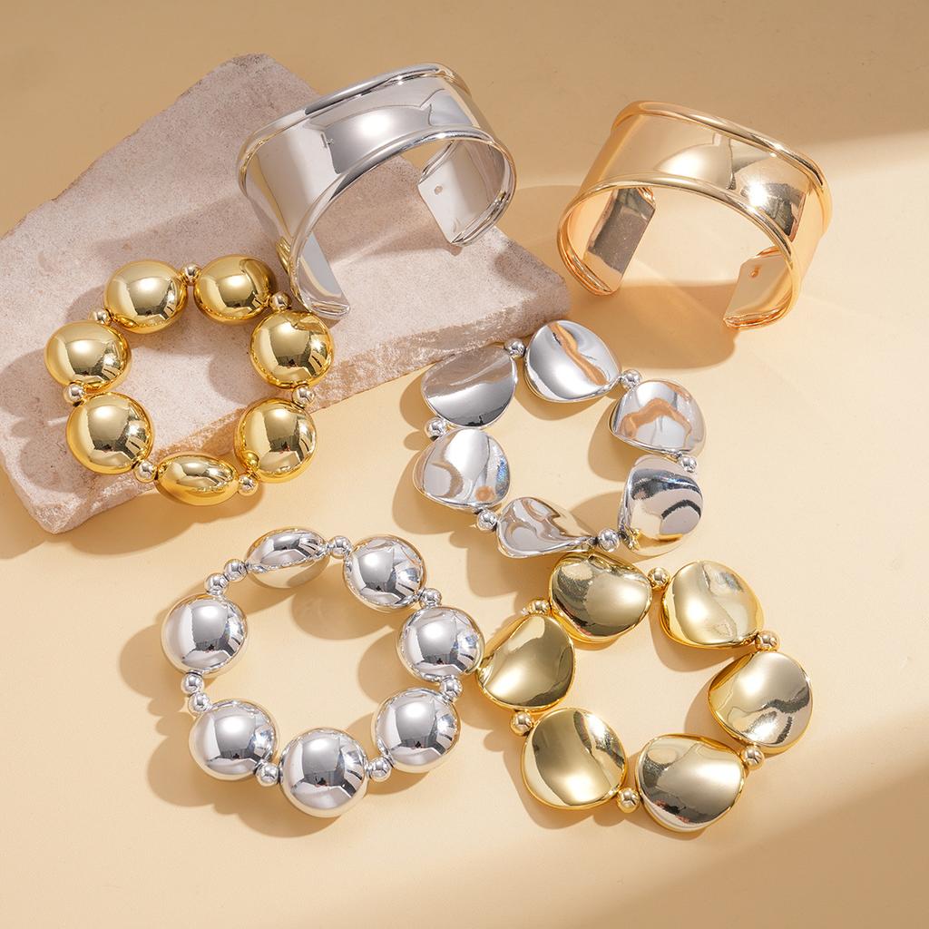 Three-piece Set European and American Irregular Wavy Round Bracelet Metal Wind Bracelet Personalized Niche Jewelry