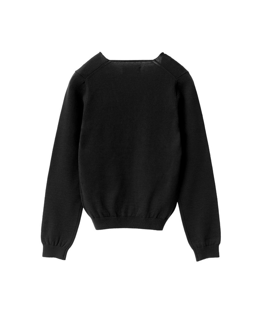 Beulaunyadeu W Organic Cotton V-Neck Knit, Black