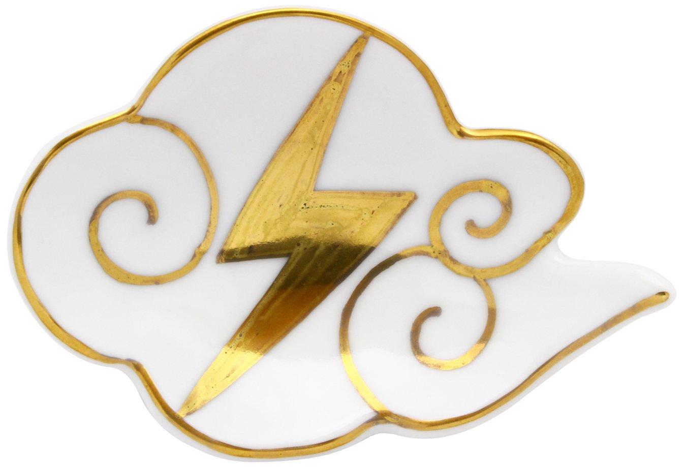 Арита-яки Дэнпэйгама маленькая тарелка в форме облака с белым матовым узором молний