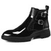 Men Boots Patent Leather High Top Man Shoes British Style Medium Top Motorcycle Boots Versatile Men's Leather Boots Botas Hombre
