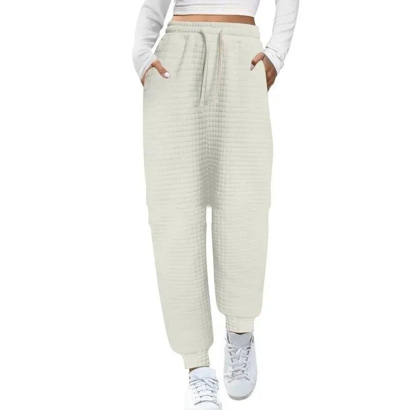 Herbst Elastische Taille Harem Hosen Frauen Winter Mode Lose Beiläufige Hosen Frauen Solide Kordelzug Plaid Hosen Pantalon 30216