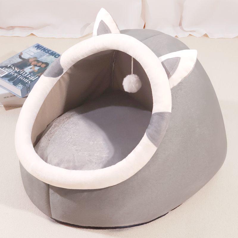 Four Seasons Universal Semi-enclosed Cute Pet Bed for Cats and Small Dogs - Winter Warmth