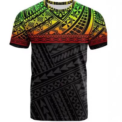 Fashion Polynesian 3D Printed T-Shirt Men's Summer Short Sleeve Hawaiian Crew Neck T-Shirt Casual Top