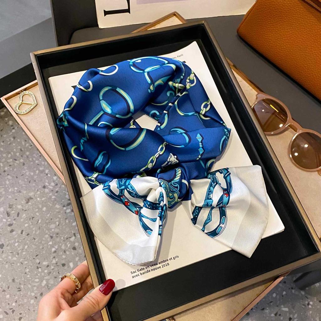 Small Silk Scarf Women's Spring and Autumn Thin Korean Version Versatile Thin and Narrow Long Scarf Tied Hair Temperament Square Scarf with Suit Shirt