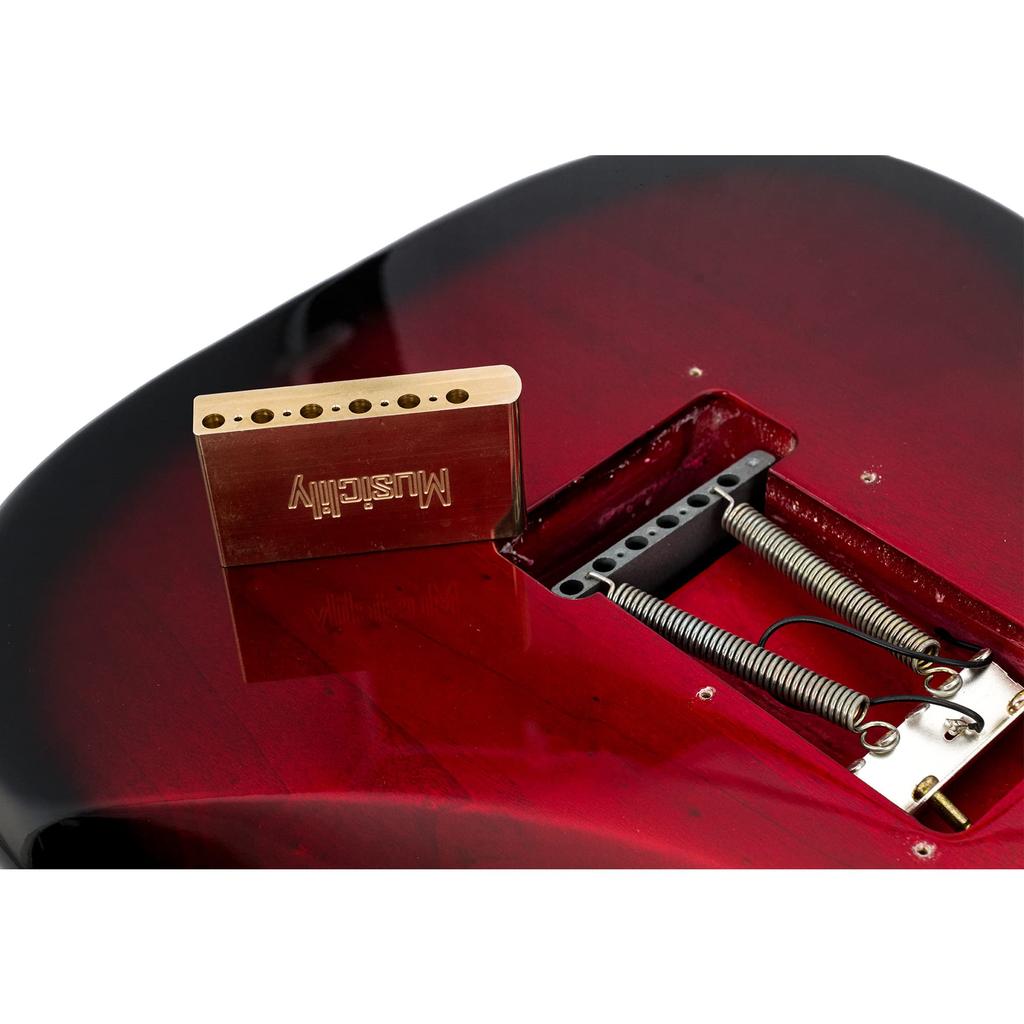 Musiclily Ultra Brass 40mm Tremolo Block with String for Squier Standard Series Electric Guitar Bridges Made in China and Indonesia 10.5mm Pitch,