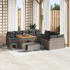 vidaXL 13-Piece Garden Sofa Set with Cushions Grey Poly Rattan Acacia 3364268