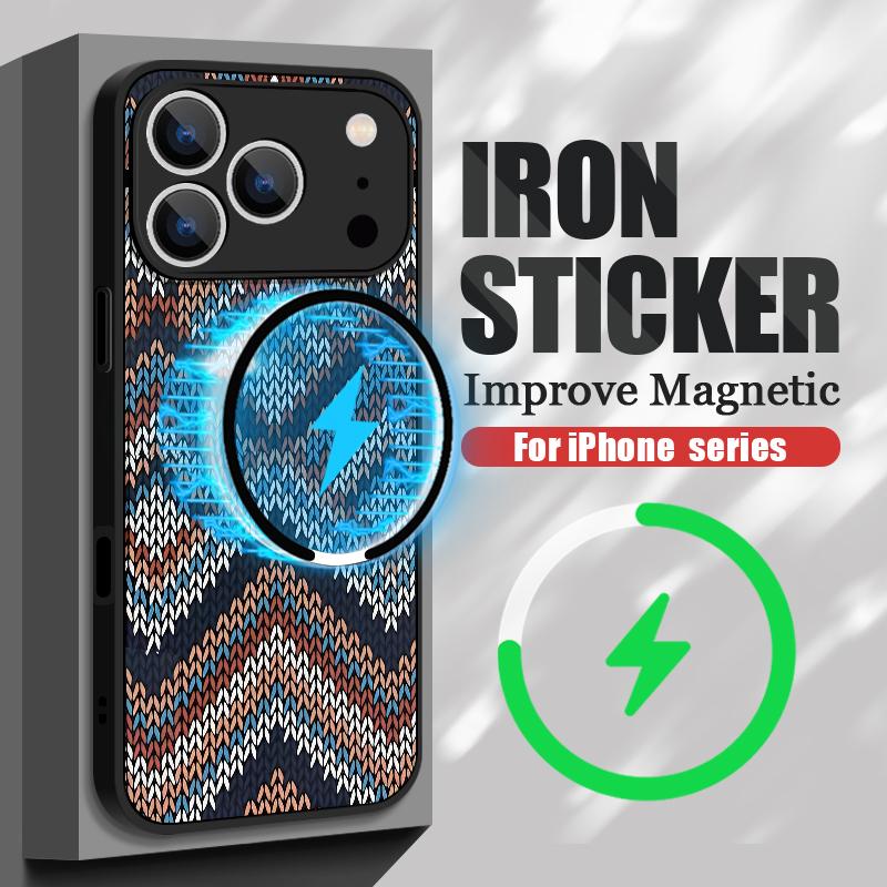 Geometric Cloth Texture Case For iPhone 17 Pro Max Case iPhone 16 Pro Max 15 14 13 16E 17E Magnetic For Magsafe Hybrid Matte Cover
