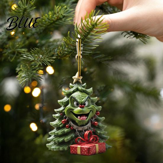 Acrylic Christmas Ornament Green Hair Elf Decoration Reusable Holiday Decor Xmas Tree Car Rearview Mirror Hanging Pendant Party Supplies Gift Durable