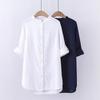 Camisa de Algodón Japonés de Primavera de Longitud Media para Mujer, Holgada e Informal