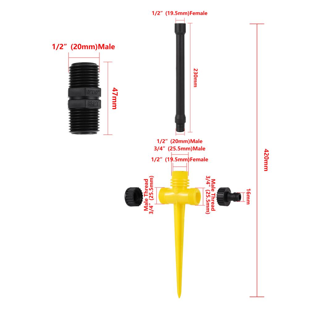 15 Types Garden Sprinkler Head Bracket 1/2" 3/4" Threaded Ground Inserted Nozzle Holder Lawn Irrigation Sprinkler Extension Rod