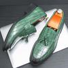 Fashion British Luxury New Designer Alligator Pattern Tassels Formal Shoes For Men Dress Wedding Prom Homecoming Zapatillas Hombre