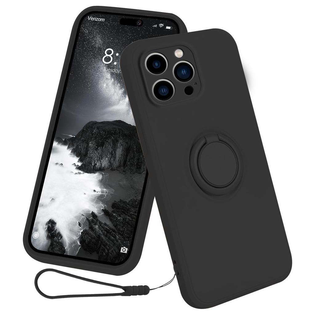 Für iPhone 16 Pro Silikonhülle mit Tragering Ständer Handyhülle