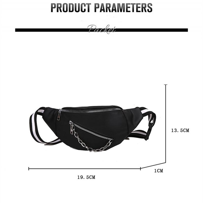 Geantă de umăr Street Trend Geantă de piept cu curea în dungi simplă Genți de talie cu fermoar cu lanț Geantă ușoară cu curea de umăr lată.