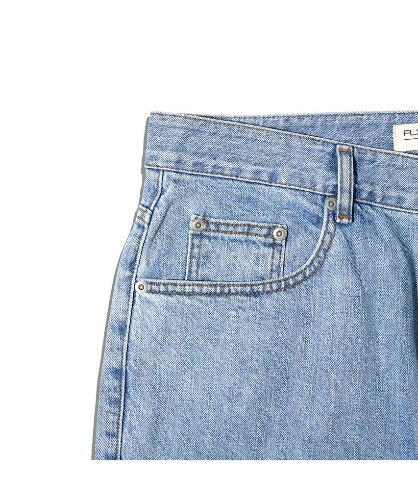 Flexible Wide Denim Pants Indigo