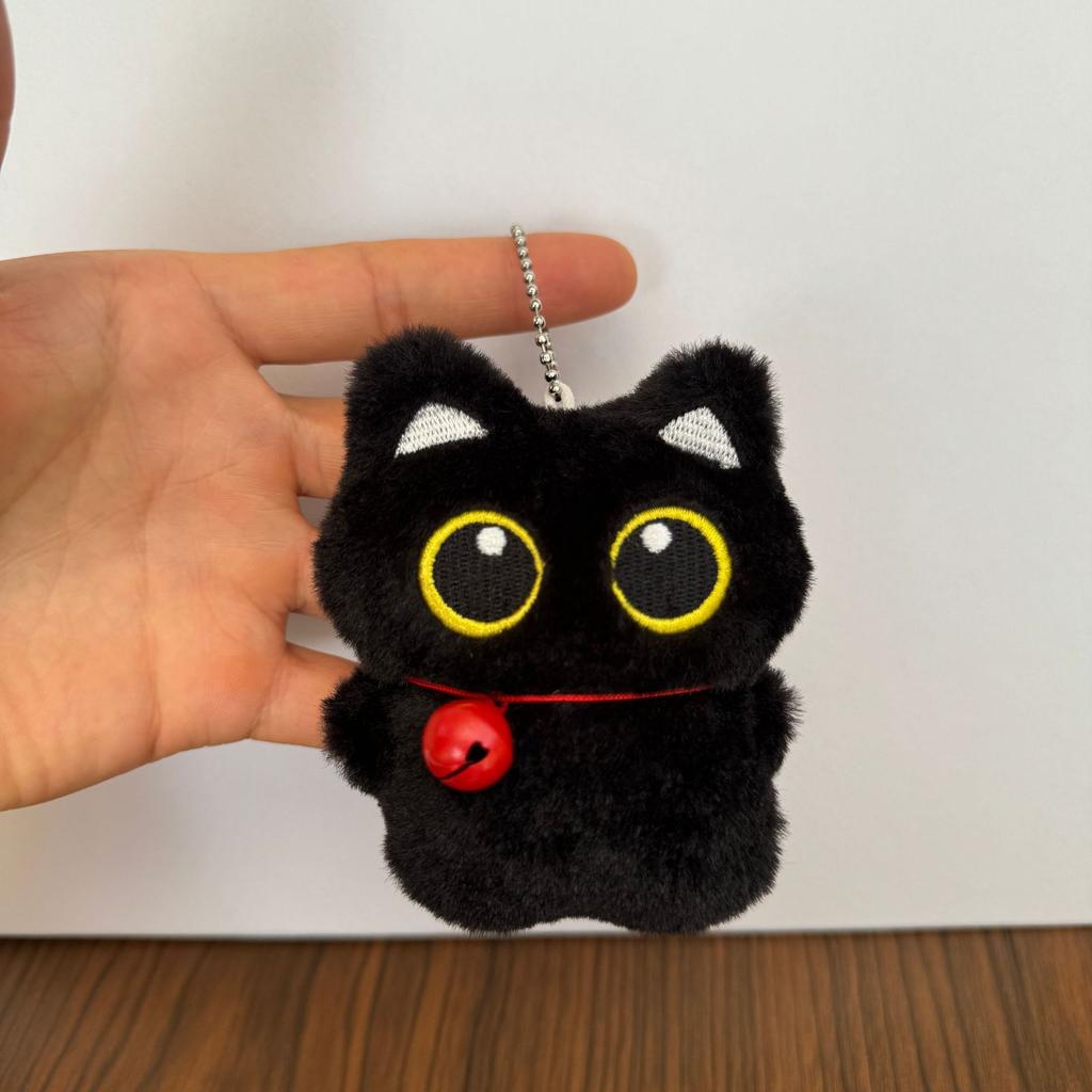 Mini Cute Black Cat Plush Toy Cartoon Kitten Keychain Backpack Decoration Accessories Soft Stuffed Doll Birthday Christmas Gifts